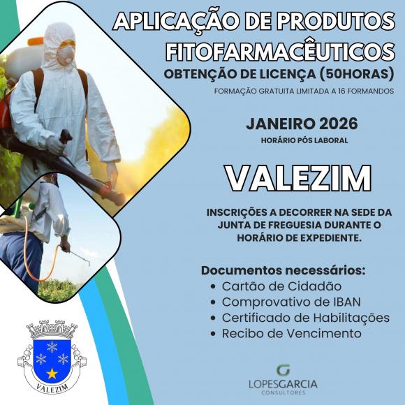 Junta de Freguesia de Valezim promove forma&ccedil;&atilde;o para licen&ccedil;a de aplica&ccedil;&atilde;o de fitofarmac&ecirc;uticos