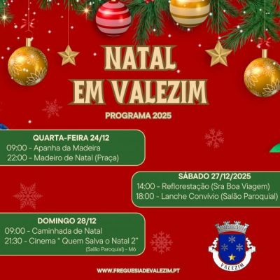 Junta de Freguesia promove atividades de Natal e ambientais nos dias 24, 27 e 28 de dezembro